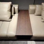 Modern L-Shaped Modular Top-Grain Leather Sofa with Integrated Solid Wood Storage Side Tables